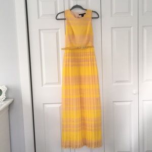 Long yellow and beige dress